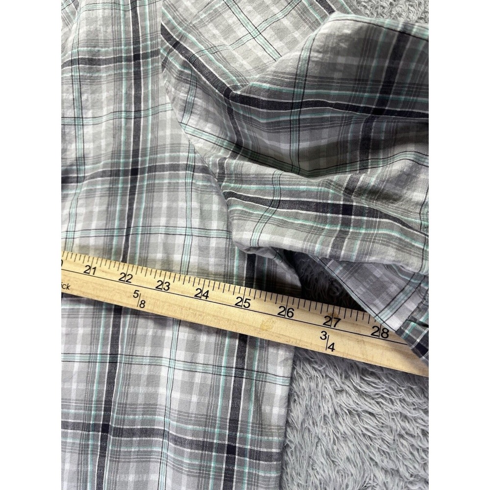 Catherines Plaid Embroidered Babydoll Top 1X Ruffle 3/4 Sleeve Boho Coastal - Picture 6 of 7
